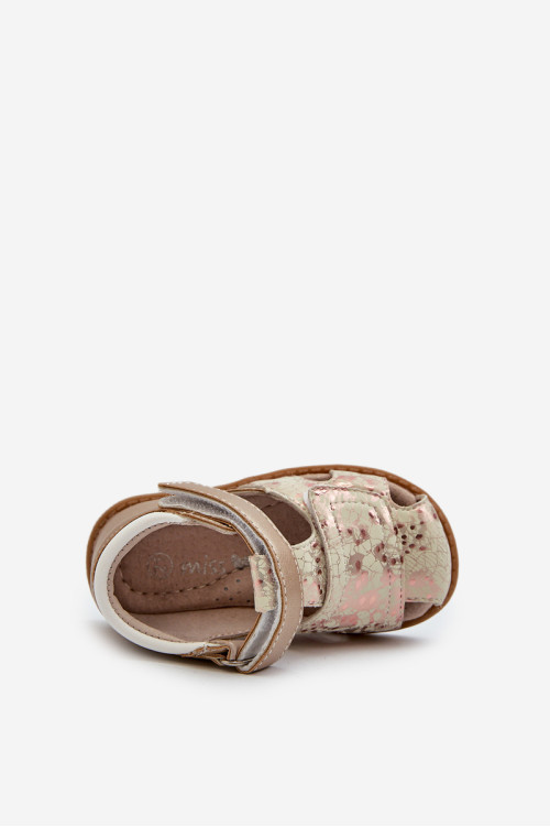 Vaikiški raštuoti Velcro sandalai, auksiniai Maellita