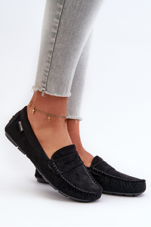 Moteriški mokasinai, pagaminti iš „Eco Suede“ juodos spalvos „Rerceria“.