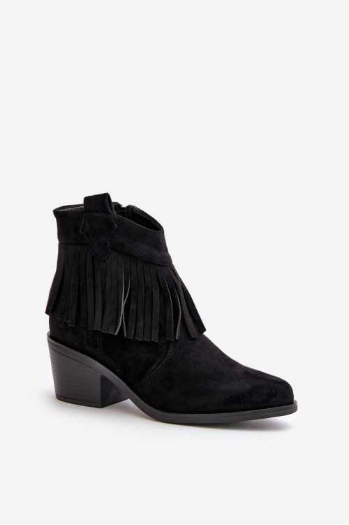 Moteriški kaubojiški batai su užtrauktuku Eco Suede Black S.Barski HY42-127
