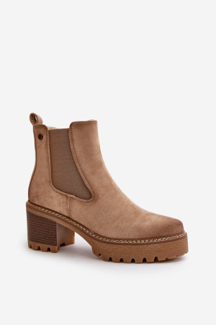 Moteriški izoliuoti batai ant aukšto kulno Eco Suede Beige Irissinae 2