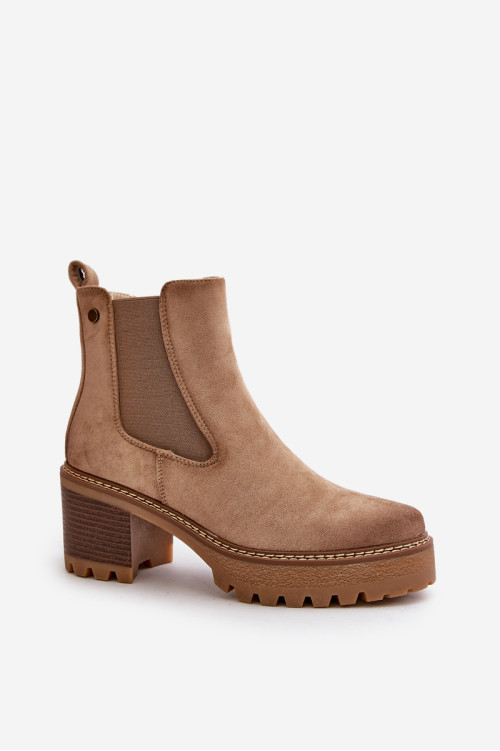Moteriški izoliuoti batai ant aukšto kulno Eco Suede Beige Irissinae