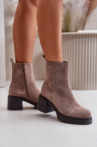 Eco Suede moteriški kulkšnies batai, izoliuoti, tamsiai smėlio spalvos, Meriluna