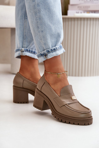 Zazoo 20168 Elegantiški moteriški žemakulniai batai, natūrali oda, tamsiai smėlio spalvos