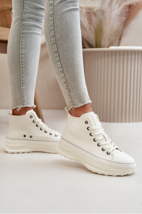 Moteriški sportbačiai su platforma Eco Leather Big Star OO274064 Balta