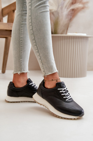 Moteriški sportbačiai sportiniai batai iš ekologiškos odos Big Star OO274024 Hi-Poly System Black