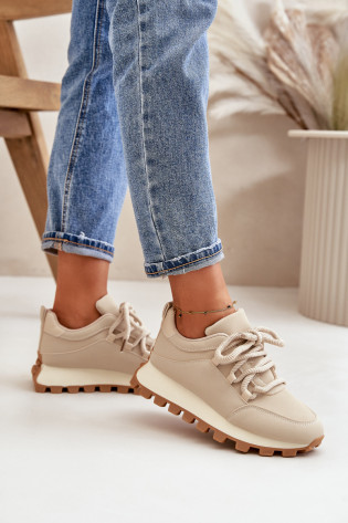 Sportiniai bateliai Sportiniai bateliai ant platformos iš eko odos, Beige Riadella