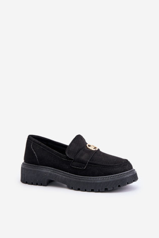 Moteriški Brogues mokasinai su aukso detalėmis, juoda Arilva 2