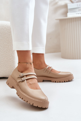 Moteriški batai su petnešėlėmis Beige Rialuna