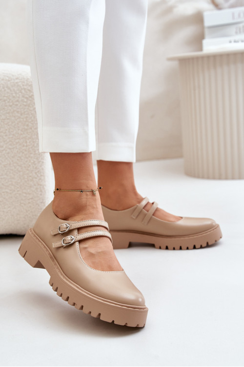 Moteriški batai su petnešėlėmis Beige Rialuna