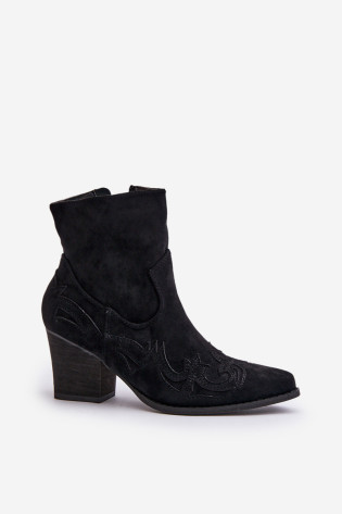 Kaubojiški batai ant aukšto kulno, Eco Suede, Black Arabelline 2