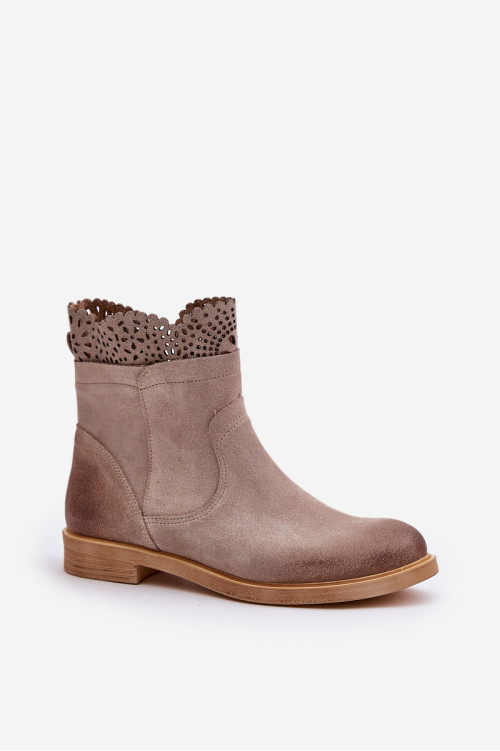 Žemi moteriški batai suede Lewski 3624 Cappucino