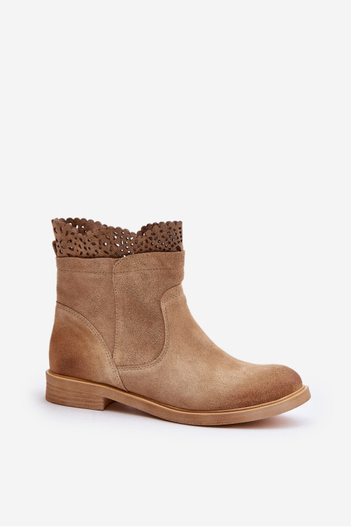 Žemi moteriški batai suede Lewski 3624 smėlio spalvos