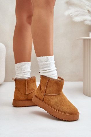 Moteriški platforminiai sniego batai, pagaminti iš Camel Atteria Eco Suede