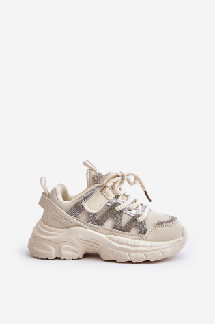 Vaikiški sportbačiai su kalnų krištolais, Beige Rianalla