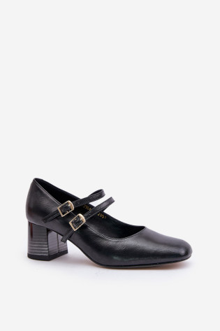 Odiniai pompos su petnešėlėmis ant aukštakulnio Laura Messi 2857 Black 2