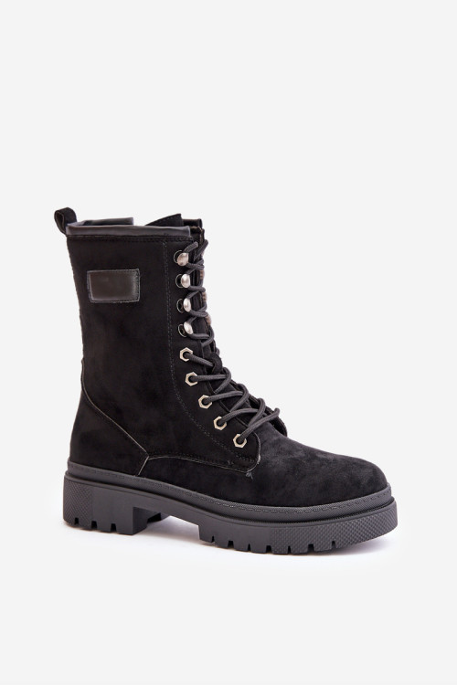 Moteriški darbiniai batai su užtrauktuku, pagaminti iš Eco Suede Black Savalann