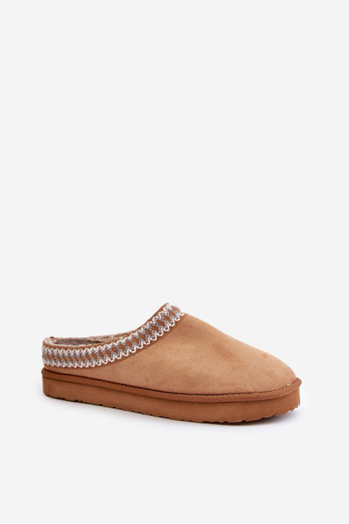 Patogūs moteriški batai namuose Šlepetės su siuvinėjimu Inblu FX000021 Camel