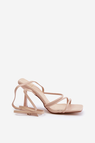 Stilingi aukštakulniai sandalai su petnešėlėmis Beige Saredi 2