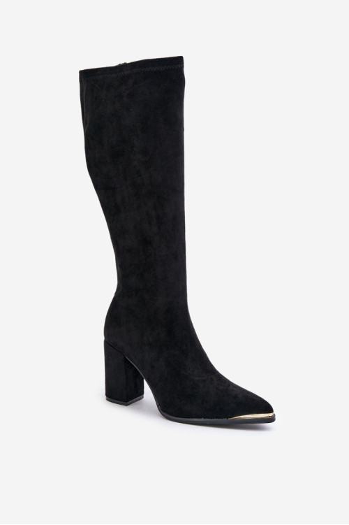 Eco Suede batai su blokiniu kulnu, Black Batirae