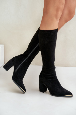 Eco Suede batai su blokiniu kulnu, Black Batirae