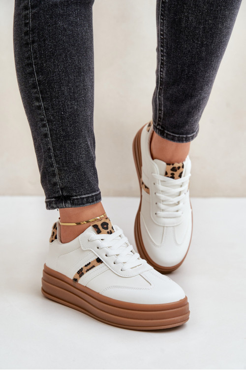 Moteriški sportbačiai su platforma Leopard White Dravinnia