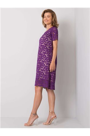 Elegantiška violetinė nėriniuota suknelė 2
