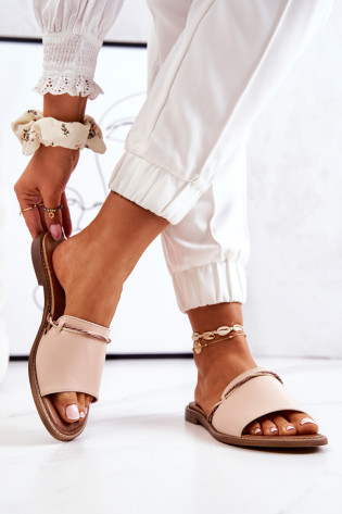 Odiniai Flip-Flops Lewski batai 3047 smėlio spalvos