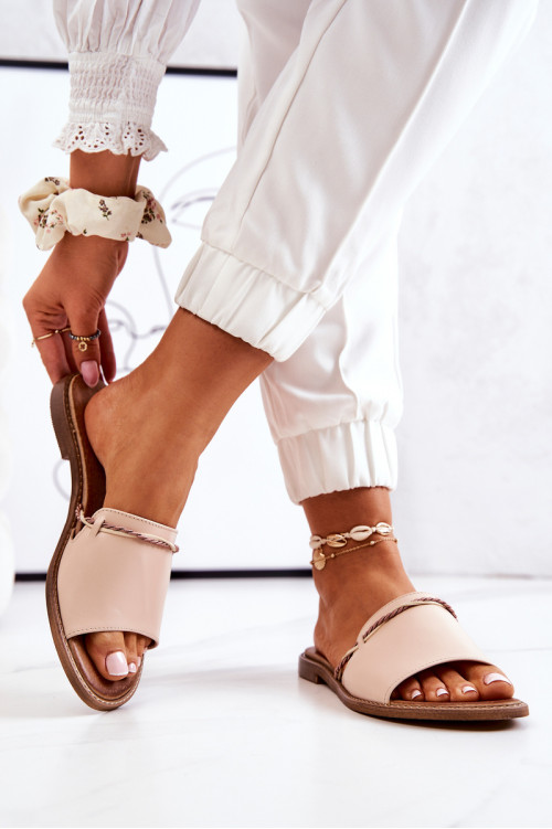 Odiniai Flip-Flops Lewski batai 3047 smėlio spalvos