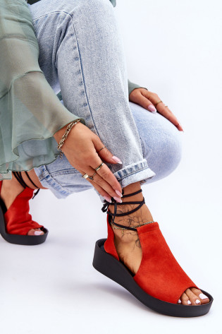 Zazoo 2743 Suede Wedge sandalai, oranžiniai 2