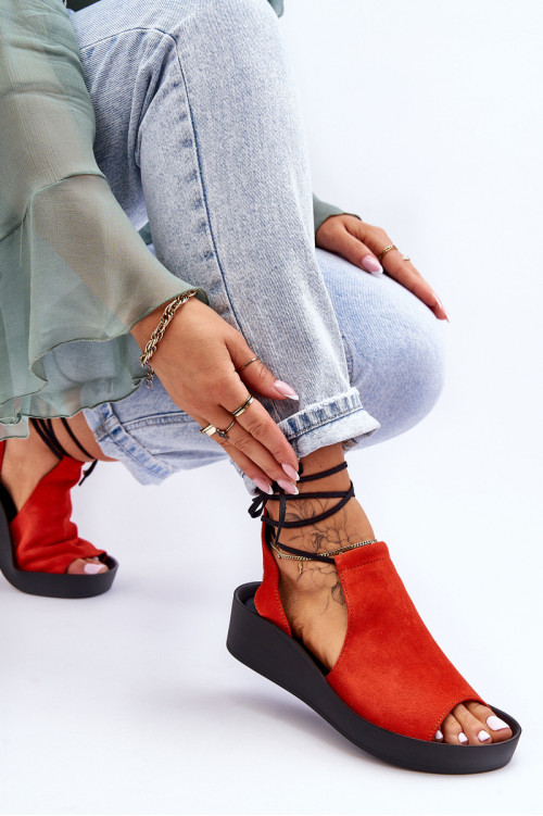 Zazoo 2743 Suede Wedge sandalai, oranžiniai