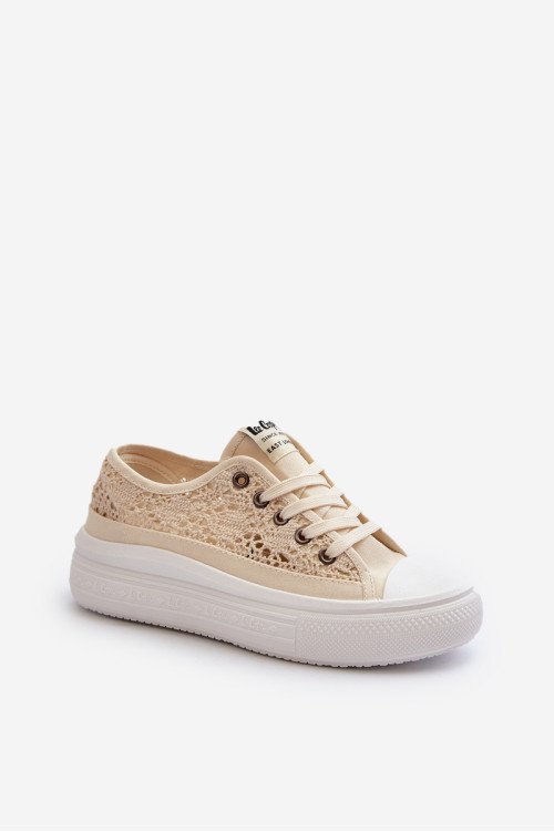 Lee Cooper moteriški nėriniuoti sportbačiai LCW-23-44-1620 smėlio spalvos