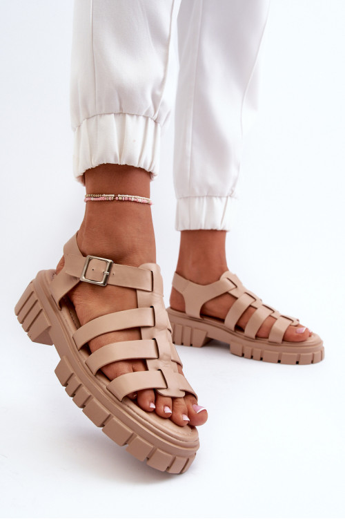 Romėniški sandalai moterims Beige Rosarose