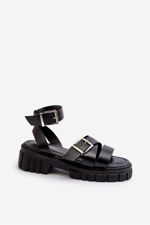 Moteriški sandalai su petnešėlėmis Eco Leather Black Eladira