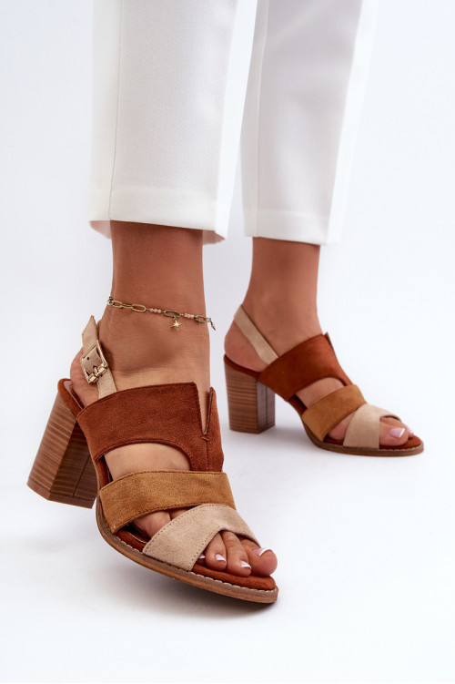 Moteriški basutės Eco Suede aukštakulniai rudi Qutima
