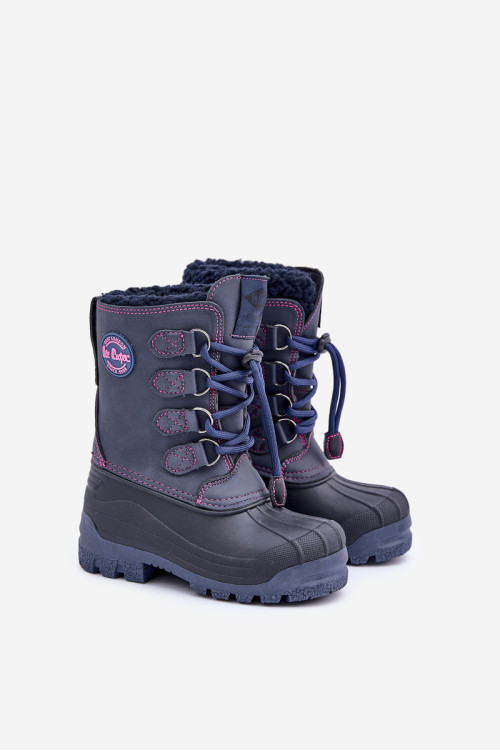 Lee Cooper LCJ-24-44-2843K tamsiai mėlyni aukštai šilti sniego batai vaikams su raišteliu