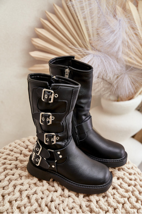 Mergaičių batai Kulkšnies batai su sagtimis Eco Leather Juoda Rinetha