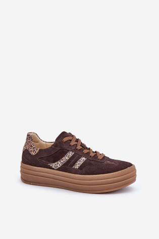 Zazoo N1176 Zomšiniai sportbačiai ant platformos Leopard Chocolate 2