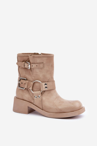 Moteriški odiniai aulinukai žemakulniai su petnešėlėmis Zazoo 3644 Beige 2