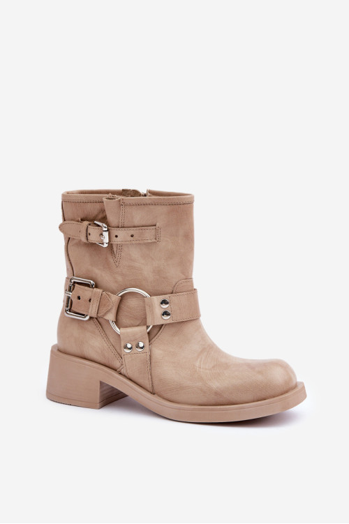 Moteriški odiniai aulinukai žemakulniai su petnešėlėmis Zazoo 3644 Beige