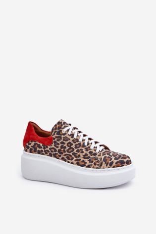 Zazoo 3346 Leopard odos platforminiai sportbačiai rudi-raudoni 2
