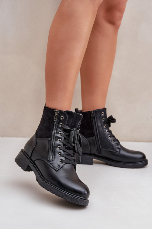 Izoliuoti plokšti kulkšnies batai Eco Leather Black Naoise