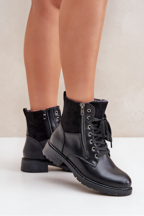 Izoliuoti plokšti kulkšnies batai Eco Leather Black Naoise