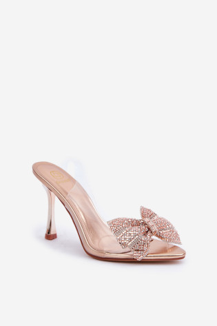 Permatomi aukštakulniai sandalai su blizgančiu lankeliu Rose Gold Viosta 2