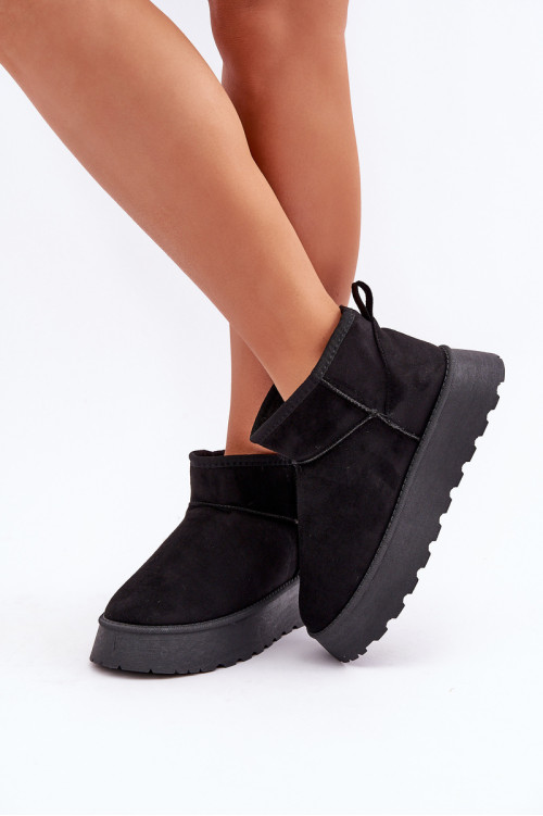 Platforminiai sniego batai, pagaminti iš Eco Suede Black Vlivana