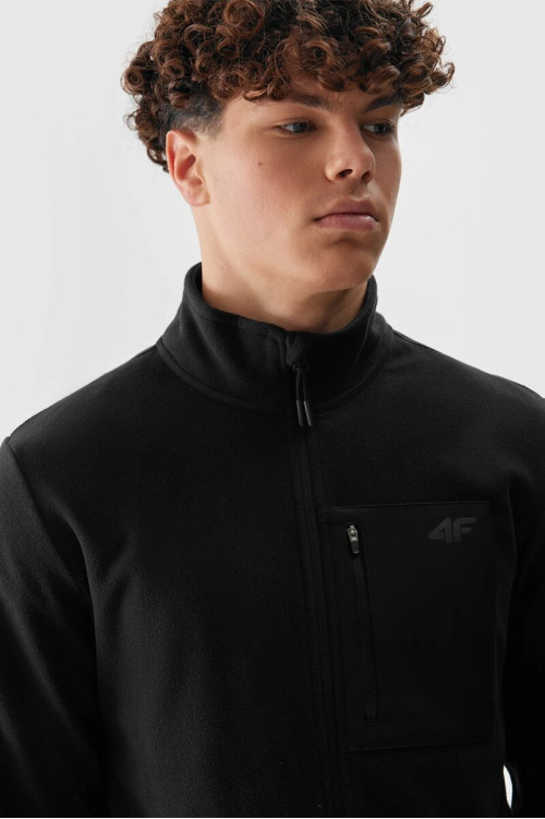 Fleece stovo apykaklė, įprasta 4F vyriška 4FAW23TFLEM123-20S juoda