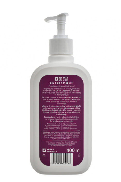 DUŠO ŽELIS VELVET WOMEN& 39 S BIG STAR 400 ML