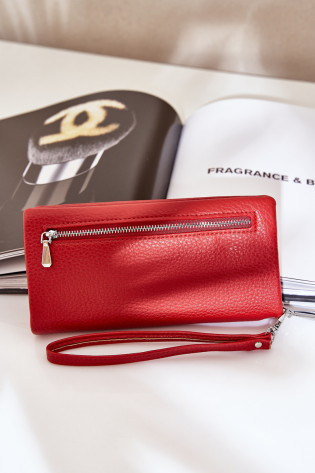 Didelė moteriška piniginė su įspaudu Eco Leather Red Martiel