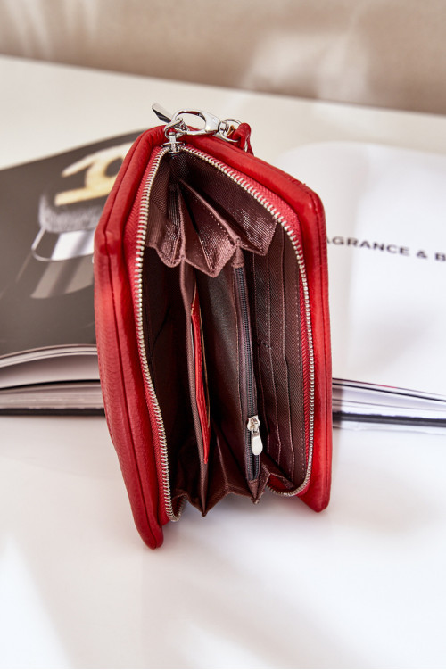 Didelė moteriška piniginė su įspaudu Eco Leather Red Martiel