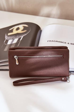 Didelė moteriška piniginė su įspaudu Eco Leather Chocolate Martiel