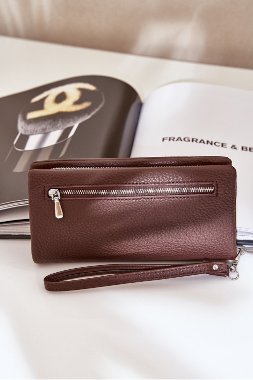 Didelė moteriška piniginė su įspaudu Eco Leather Chocolate Martiel